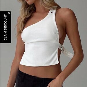 Princess Polly White Asymmetrical Crop Top